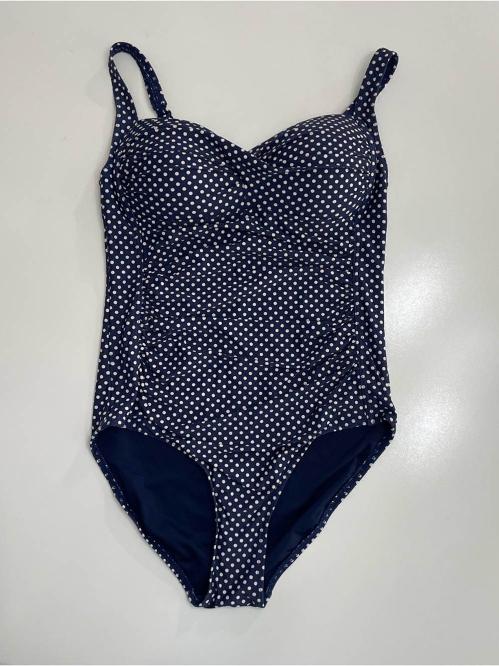 Niptuck Women's Navy Polka Dot One-Piece Swimsuit with Adjustable Straps, size 6